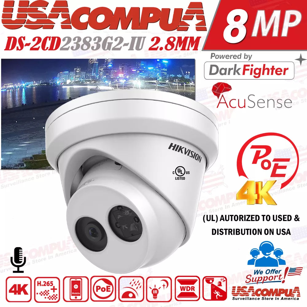 Hikvision 4K 16CH IP Camera system DS-7616NXI-K2-16P darkfigther 8MP W/Audio Lo