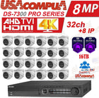 Hikvision 32 CH DVR 24 MINI DOME 8MP SECURITY SYSTEM KIT 16TB HARD DISK