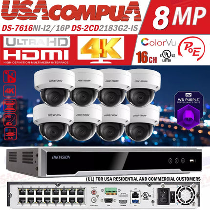 Hikvision 16CH 8MP 16 Security IP Camera System PoE 8 megapixel AcuSense CCTV