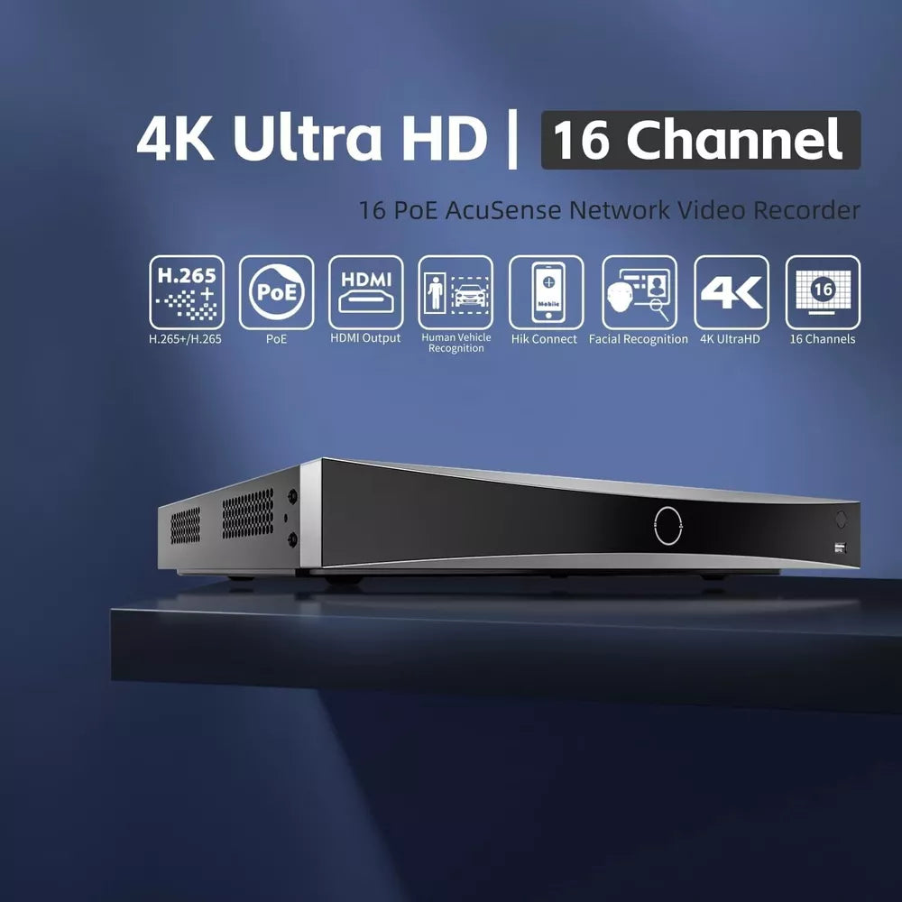 Hikvision 4K 16CH IP Camera system DS-7616NXI-K2-16P darkfigther 8MP W/Audio Lo