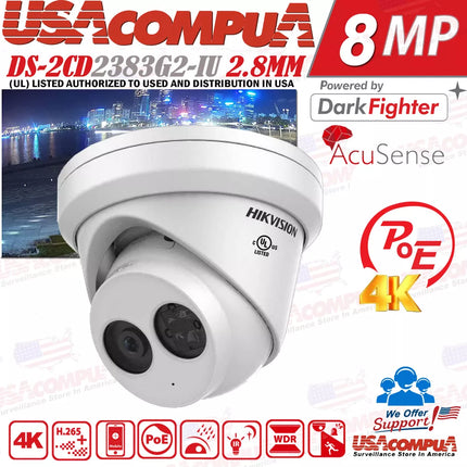 HIKVISION 4K 8MP DS-2CD2343G2-IU IP Camera System NVR 8CH DS-7608NI-K1/8P Lot D1