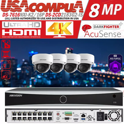 Hikvision 16CH CCTV Security IP Camera System MIC IR 4K AcuSense PoE LoT D1