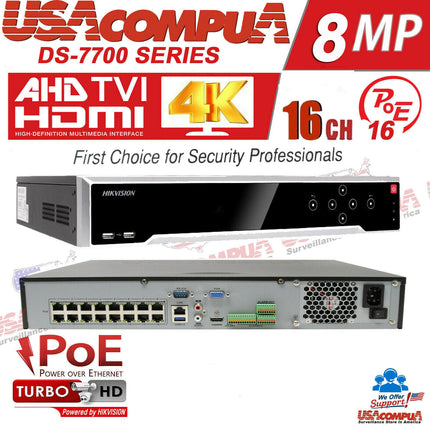 HIKVISION 4K SECURITY SYSTEM 4K-UHD 16CH 12 CAMERAS 4 MEGAPIXEL COLORVU