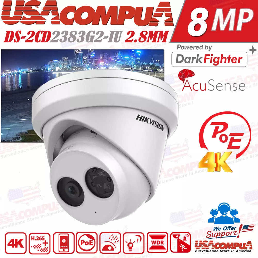 HIKVISION 32CH SECURITY CAMERA SYSTEM 12MP 24 POE TURRET ACUSENSE 4K 8MP W/HDD