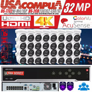 Hikvision 32CH NVR 32MP PoE Security Camera System 8MP Turret Two Way Audio Lo