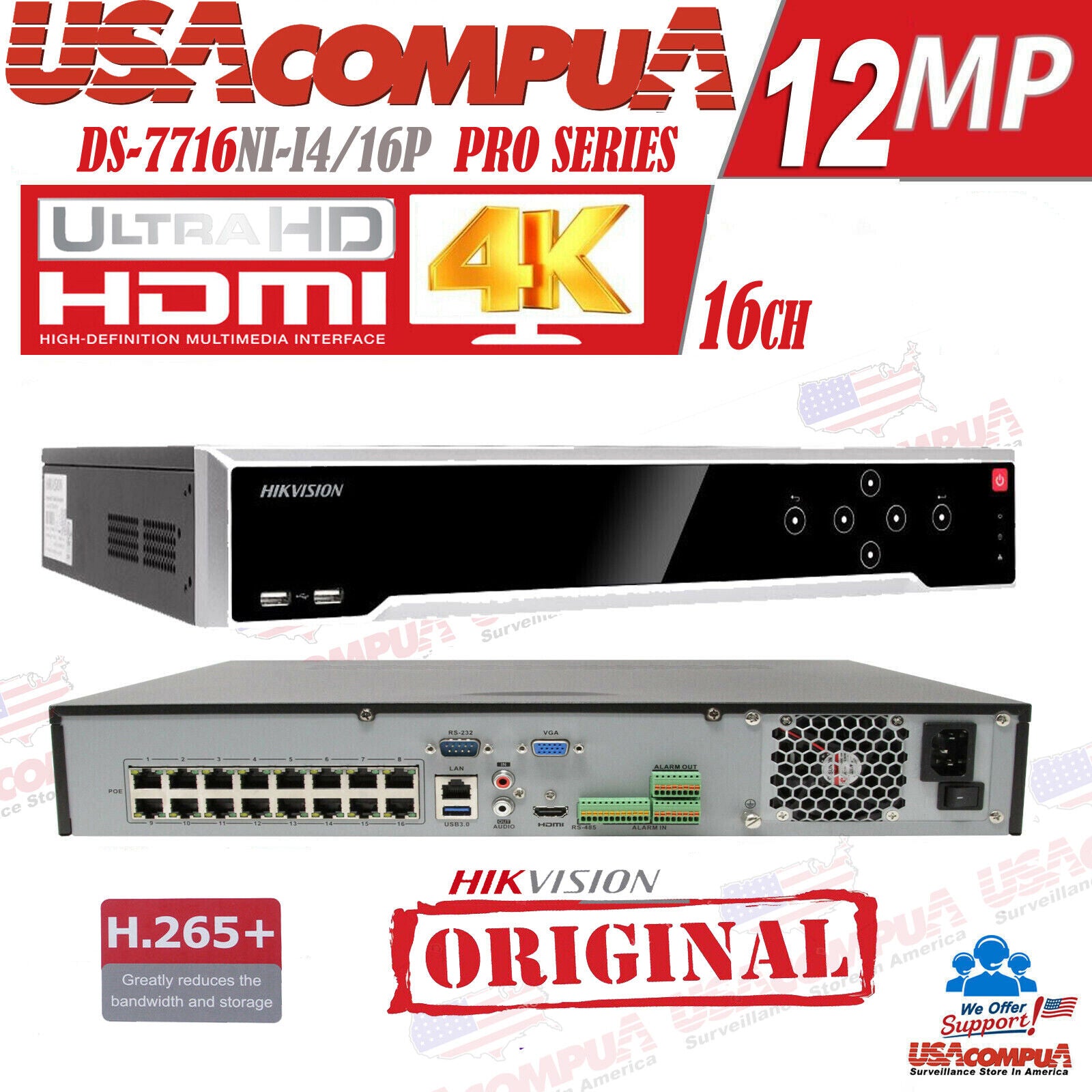 Hikvision DS-7716NI-I4/16P 16-ch 1.5U 16 PoE 4K NVR