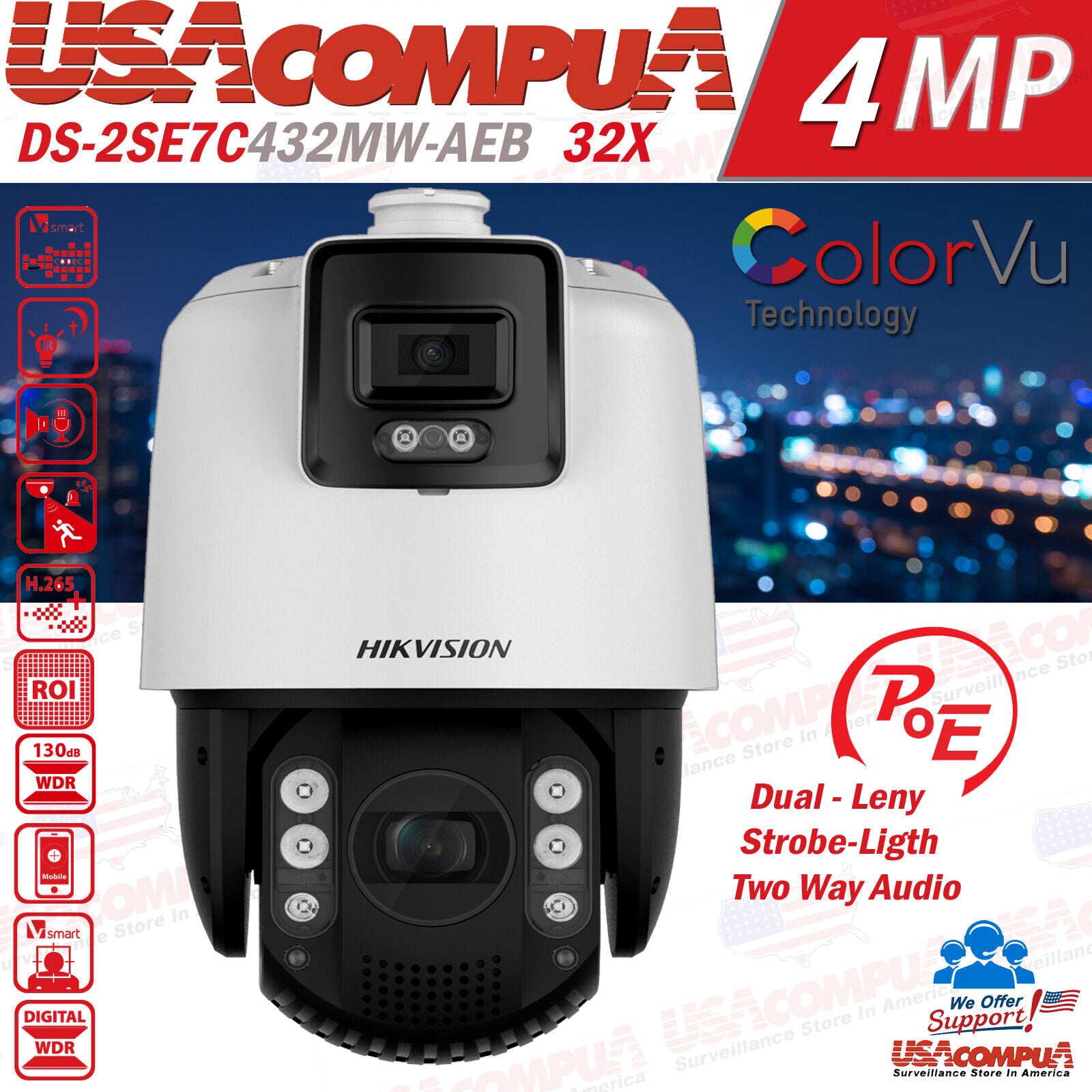 Hikvision 4MP PTZ DS-2SE7C432MW-AEB Zoom Camera PoE Smart-tracking