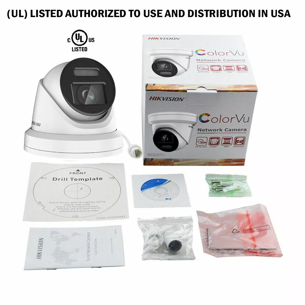 Hikvision 4K 16CH IP Security Camera System Kit 2-Way Audio ColorVu 8MP Lot D2