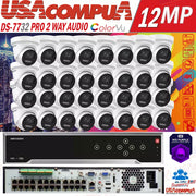 HIKVISION 4K 32CH 12MP CCTV IP SECURITY CAMERA 24 PoE TURRET COLORVU 2 WAY AUDIO D1