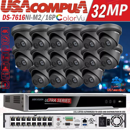 Hikvision 16CH 16POE 8K NVR 8MP ColorVu Mic POE IP Camera Outdoor CCTV Lot