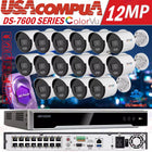 Hikvision 4K 16CH IP Camera System Home Security W/4MP Bullet ColorVu W/Audio