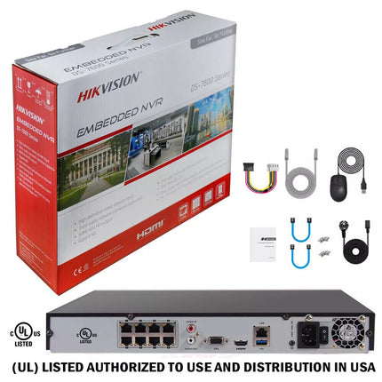 Hikvision 8CH 8POE IP Camera System 4K NVR DS-2CD2343G2-LU 4MP ColorVu Lot