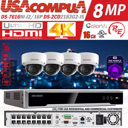 Hikvision 16CH 8MP 16 Security IP Camera System PoE 8 megapixel AcuSense CCTV