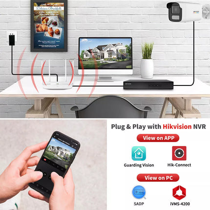 Hikvision 8CH 8POE IP Camera System 4K NVR DS-2CD2343G2-LU 4MP ColorVu Lot