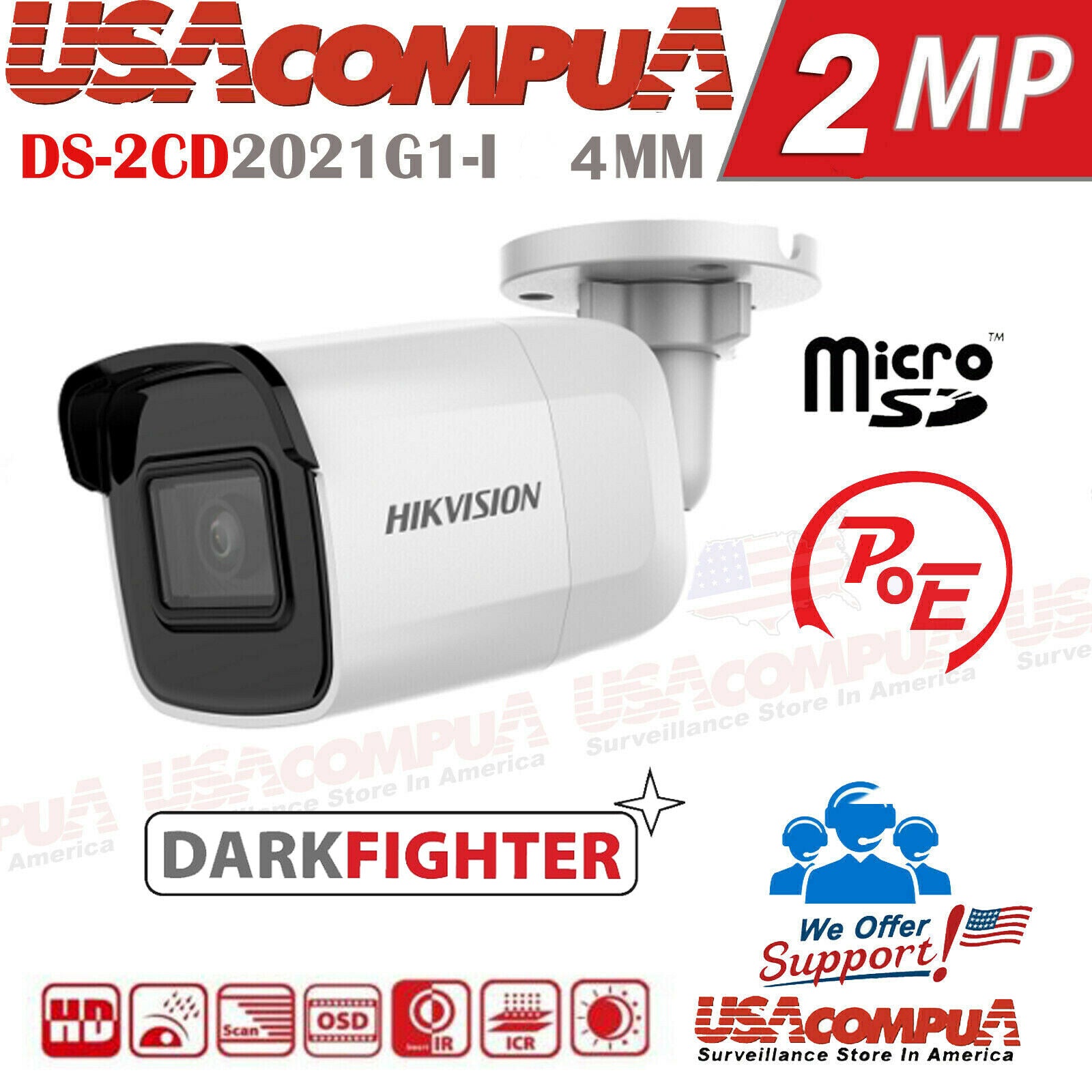 Hikvision DS-2CD2021G1-I 2MP IR Outdoor Bullet IP Camera with WDR