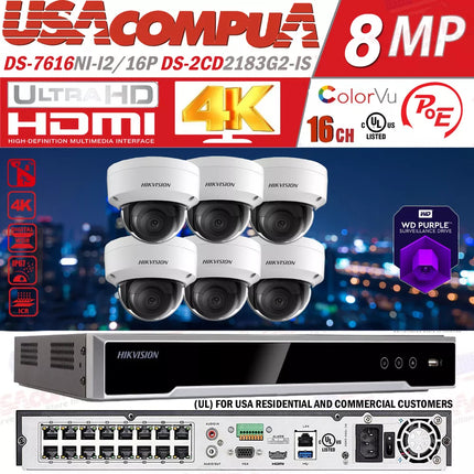 Hikvision 16CH 8MP 16 Security IP Camera System PoE 8 megapixel AcuSense CCTV