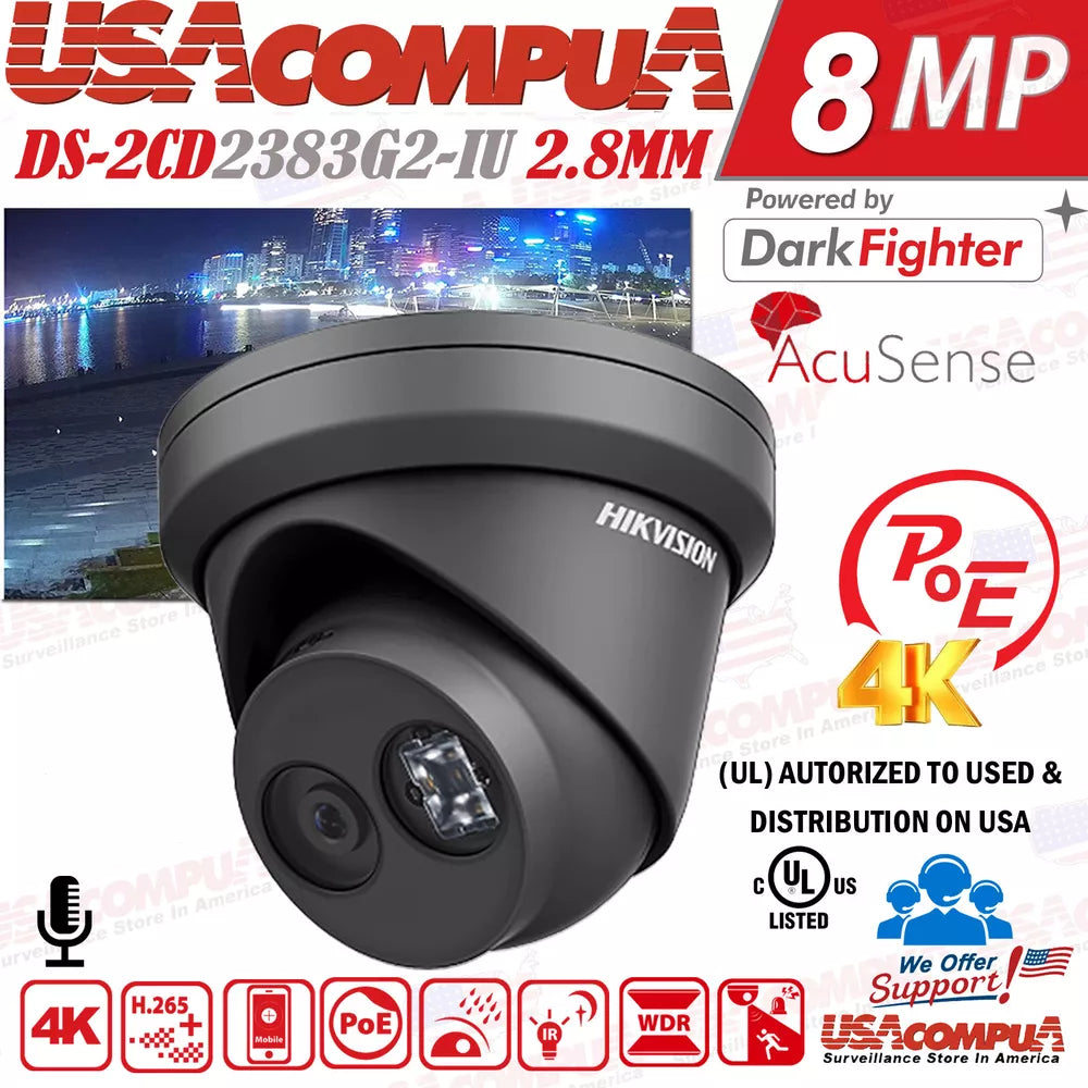 HIKVISION 4K 8MP NVR 8CH DS-7608NI-K1/8P / DS-2CD2383G2-IU IP Camera System Lo