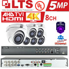 LTS + Hikvision 8 Ch 6 Cameras Security System Kit 5MP H.265+ HD-TVI 4K-UHD HDD
