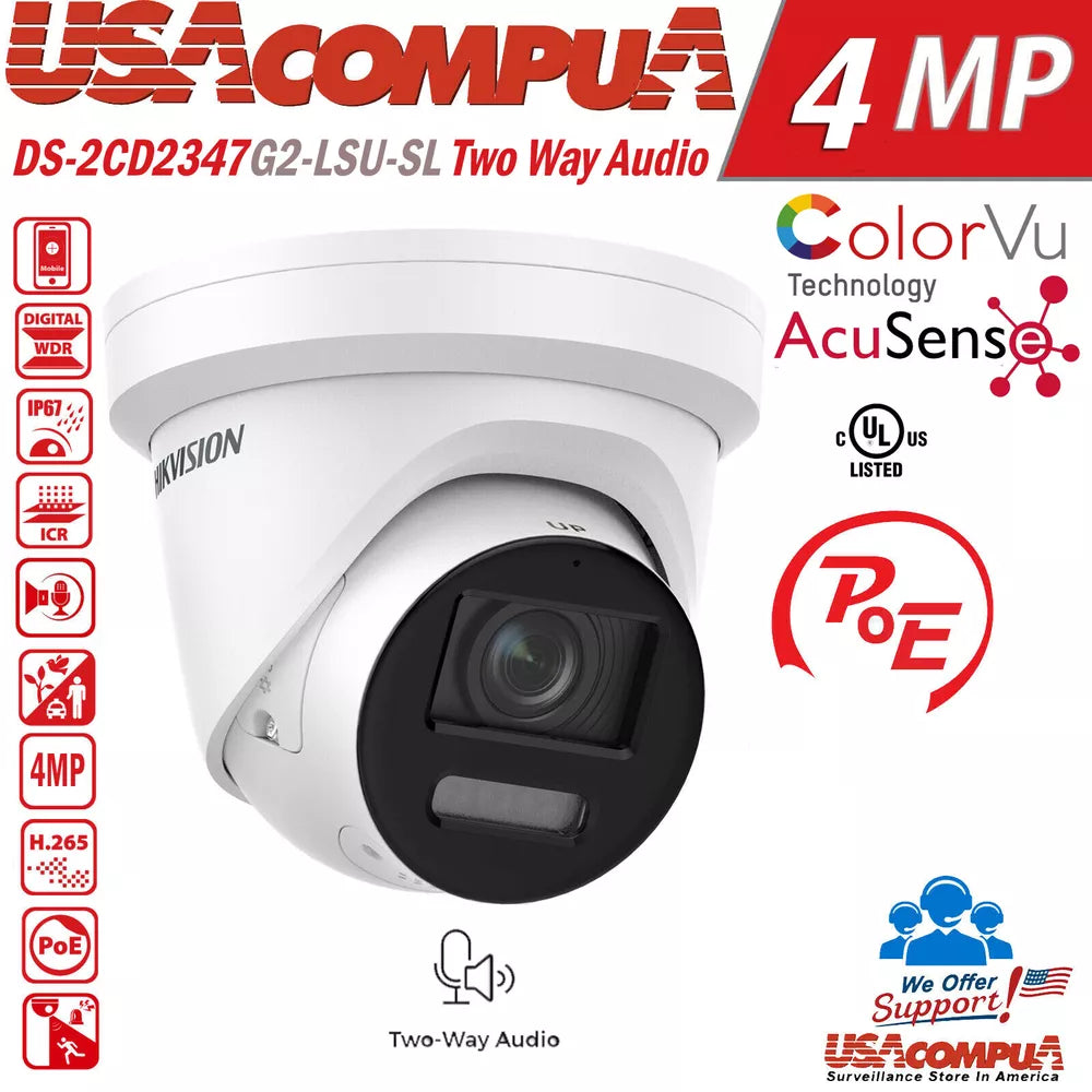 Hikvision 32Ch 16Poe Nvr 8Mp Ds-2Cd2387G2-Lsu/Sl Ip Camera System Colorvu Lot