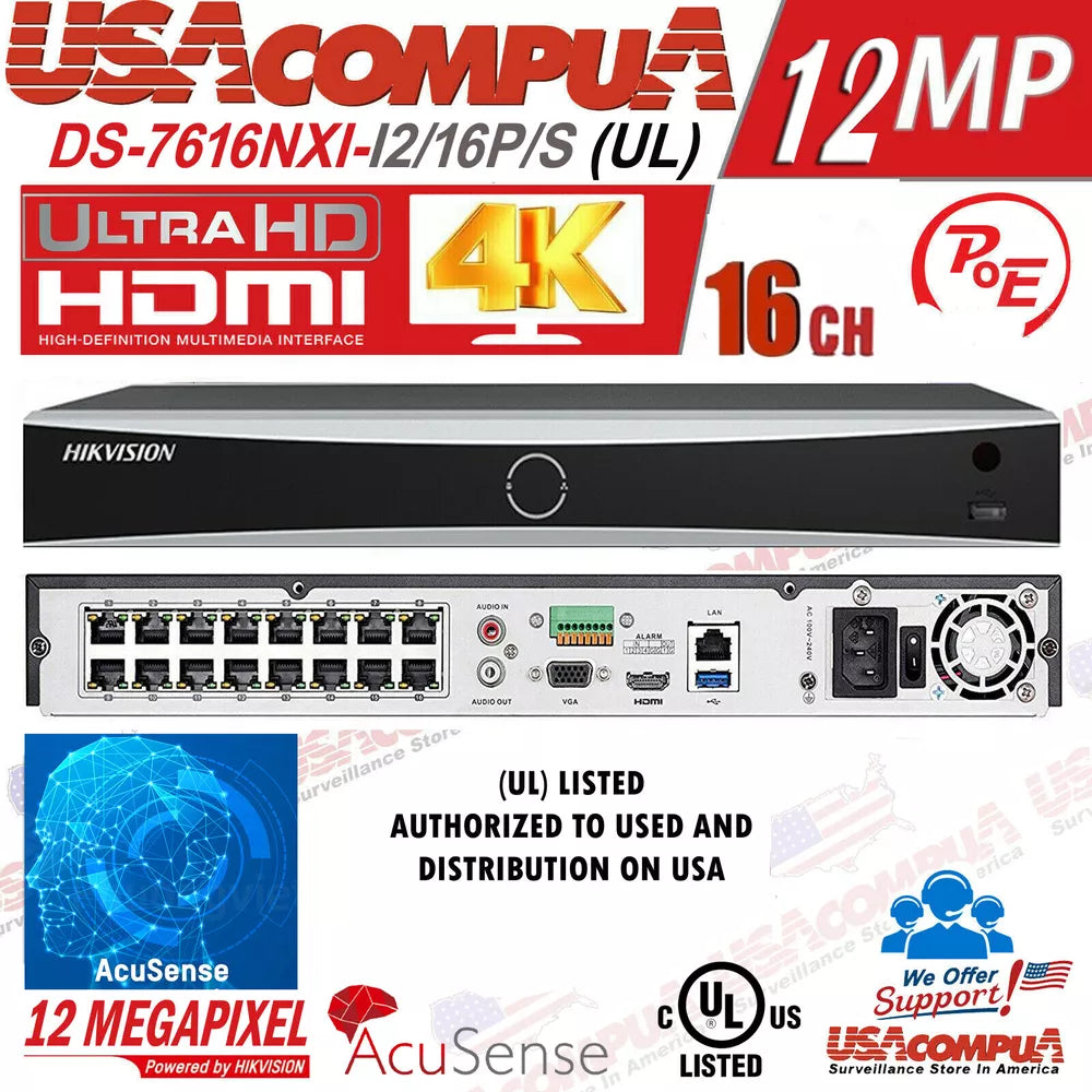 Hikvision 16CH 4K DS-2CD2387G2-LU Security Camera System ColorVu AcuSense