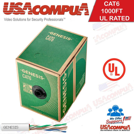 CAT6 1000ft Solid Copper Ethernet Cable UL LISTED (WHITE) GENESIS