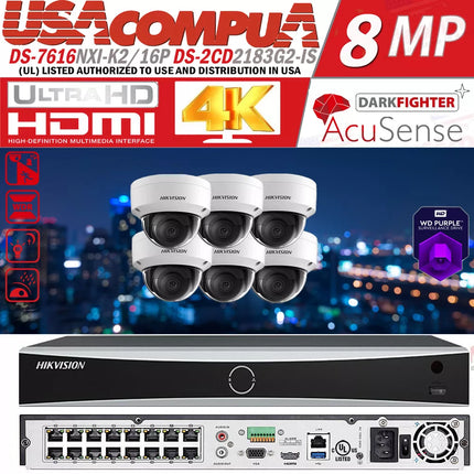 Hikvision 16CH CCTV Security IP Camera System MIC IR 4K AcuSense PoE LoT D1