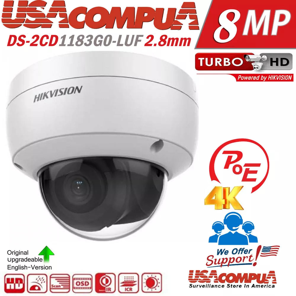 Hikvision 32CH NVR 4K 8MP 16POE Dome Security IP Camera System Vandal Audio Lo