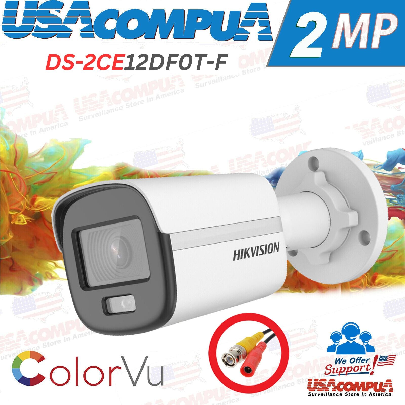 DS-2CE10DF0T-F Hikvision 2MP ColorVu IR DNR/WDR Bullet Camera 2.8mm