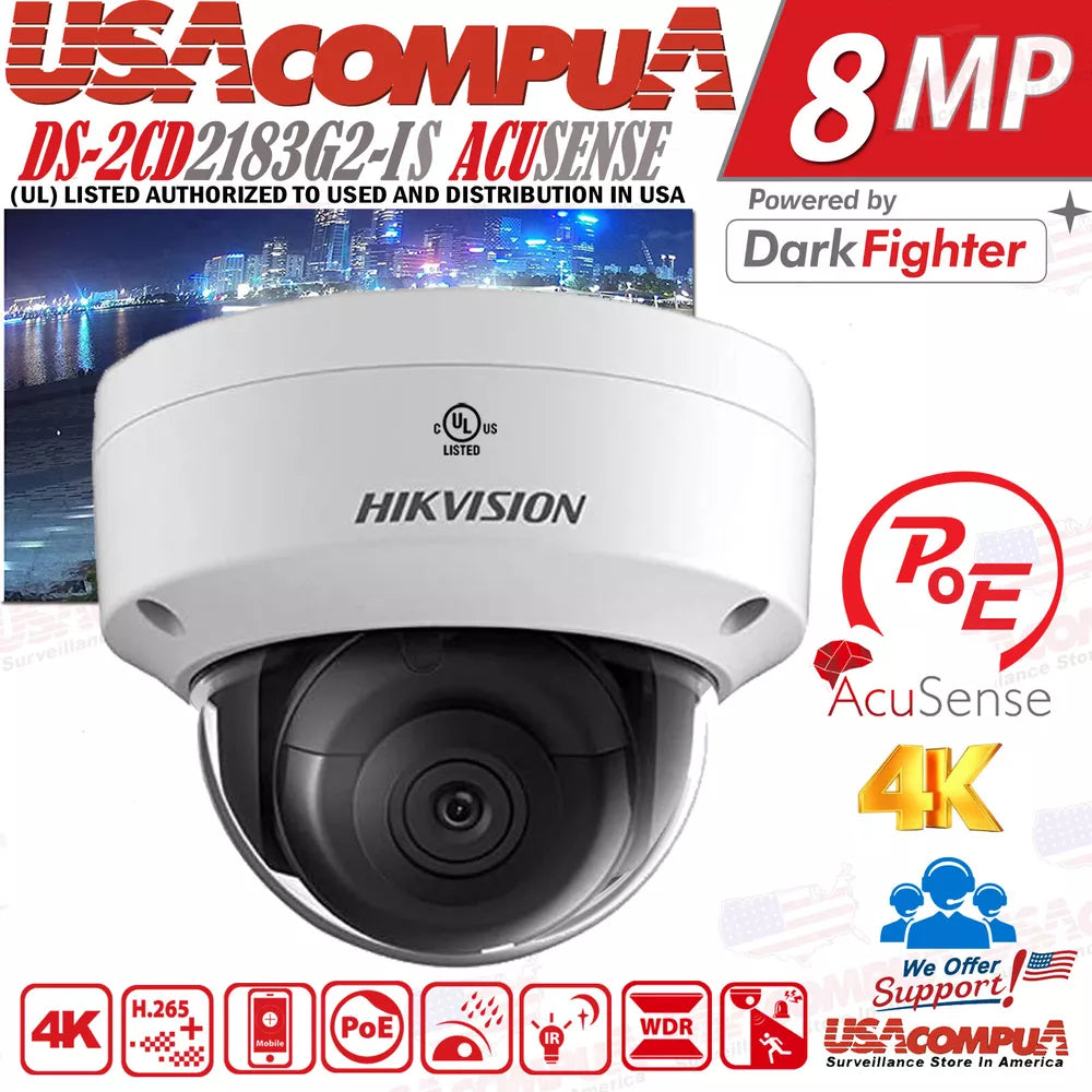 Hikvision 4K 16CH 16 PoE ip camera Systems 8MP Dome IR DS-2CD2185FWD-I LOT