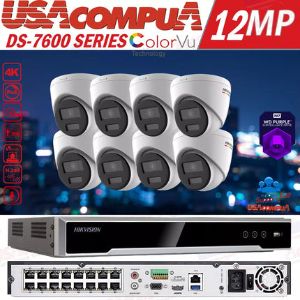 Hikvision 12MP 16CH NVR DS-7616NI-I2-16P IP Security Camera system W/Audio Lot