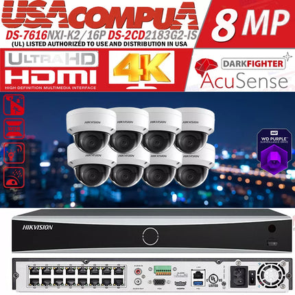 Hikvision 16CH CCTV Security IP Camera System MIC IR 4K AcuSense PoE LoT D1