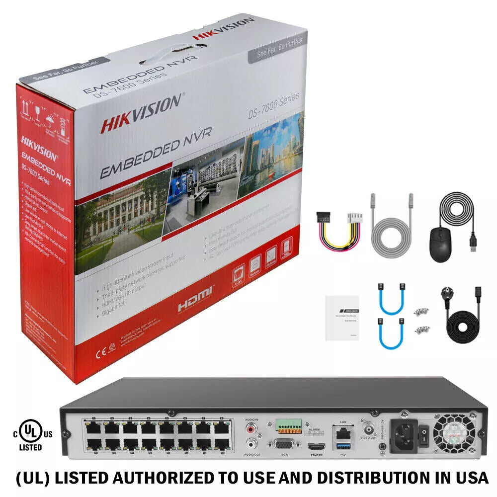 Hikvision 4K 16CH Security CCTV System Kit 8MP Built In Audio ColorVu IP Camera D1