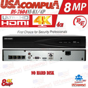 DS-7604NI-K1/4P H.265+ NETWORK VIDEO RECORDER HIKVISION 4CH 4K NVR OPTIONAL HDD