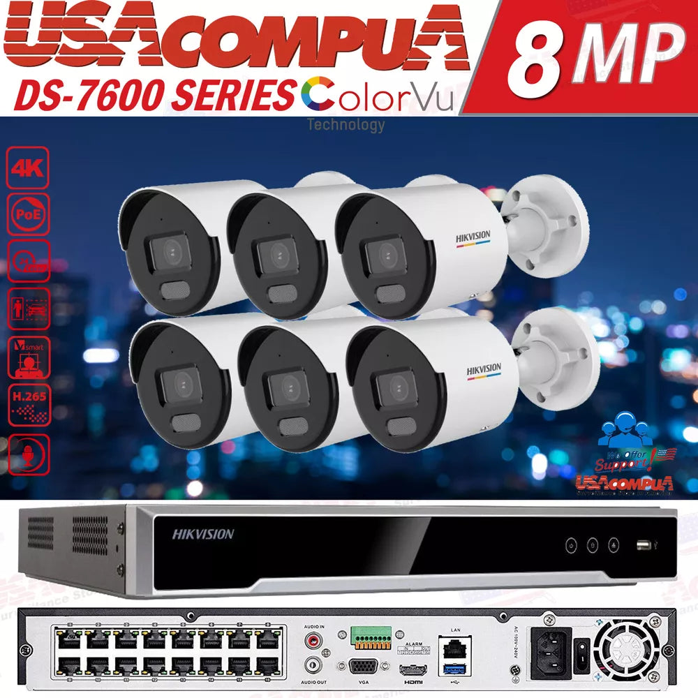 Hikvision 16CH IP Security Camera System ColorVu POE 4MP Network Built In Audio