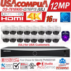 Hikvision 4K 16CH 12MP IP Security Camera System Domo DarkFigther 4TB