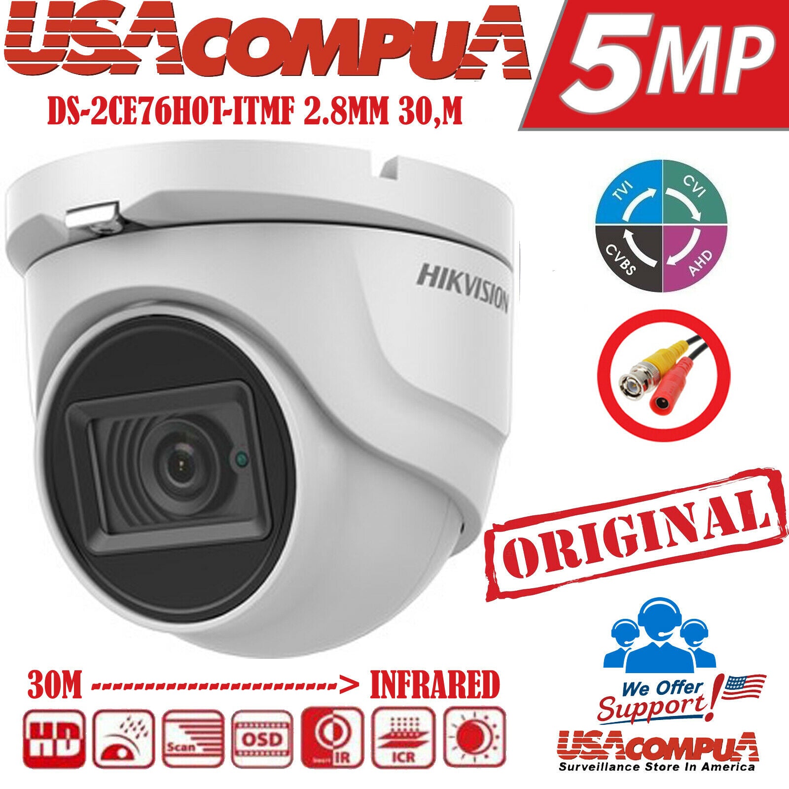 Hikvision TurboHD Professional Security System 8-Channel DVR /6 5MP Cameras /2TB