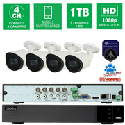 SUPERLIVEPLUSS 4-Channel 4-Camera 1080p Security System 1TB Hard Disk