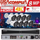 Hikvision 4K 8POE NVR 8CH IP Camera System DS-2CD1047G0-LUF 4MP ColorVu lot