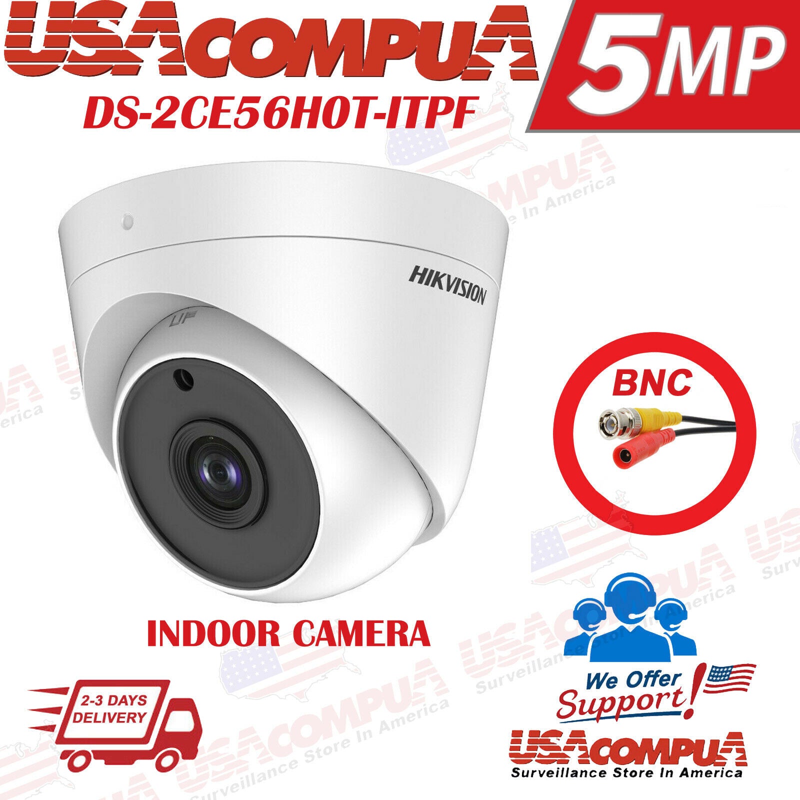 DS-2CE56H0T-ITPF Hikvision 5MP Turbo HD Analog 4in1 Indoor IR Turret