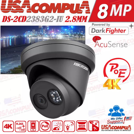 Hikvision 8CH 12MP CCTV Security Camera System DarkFigther AcuSense Black Audio