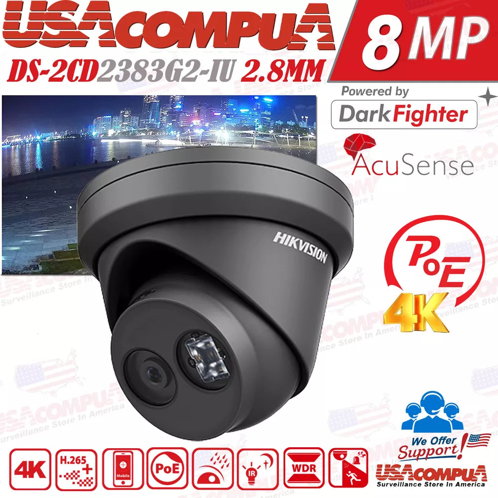 Hikvision 8CH 12MP CCTV Security Camera System DarkFigther AcuSense Black Audio