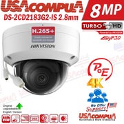 Hikvision DS-2CD2183G2-IS 4K 8MP IP PoE Camera AcuSense Dome Optional Audio