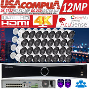 Hikvision 32CH 16POE NVR 4K Security IP Camera System 4MP Bullet Colorvu Lot