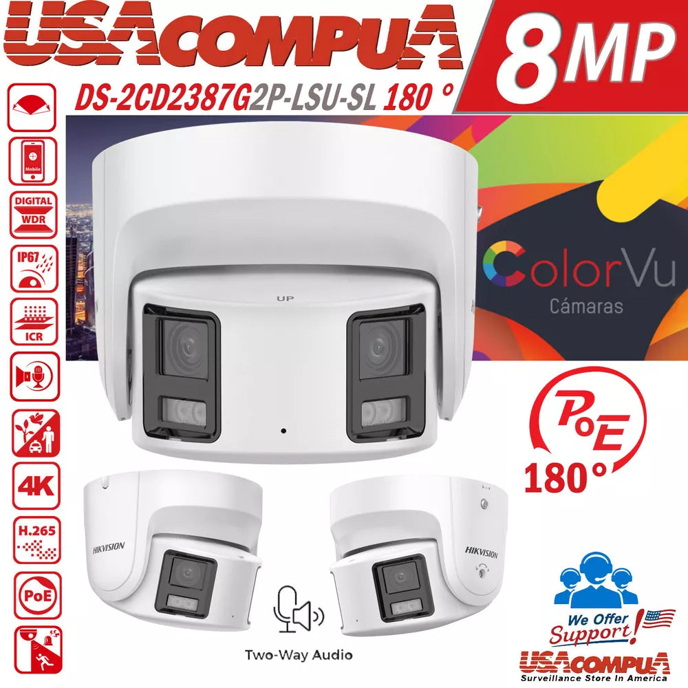 Hikvision 16Ch Cctv Security Camera System 4K Colorvu Panoramic Audio Alarm Lot