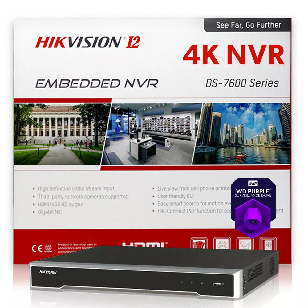Hikvision 4K 16CH 12MP CCTV Security Camera System ColorVu W/Audio 2 Way Audio