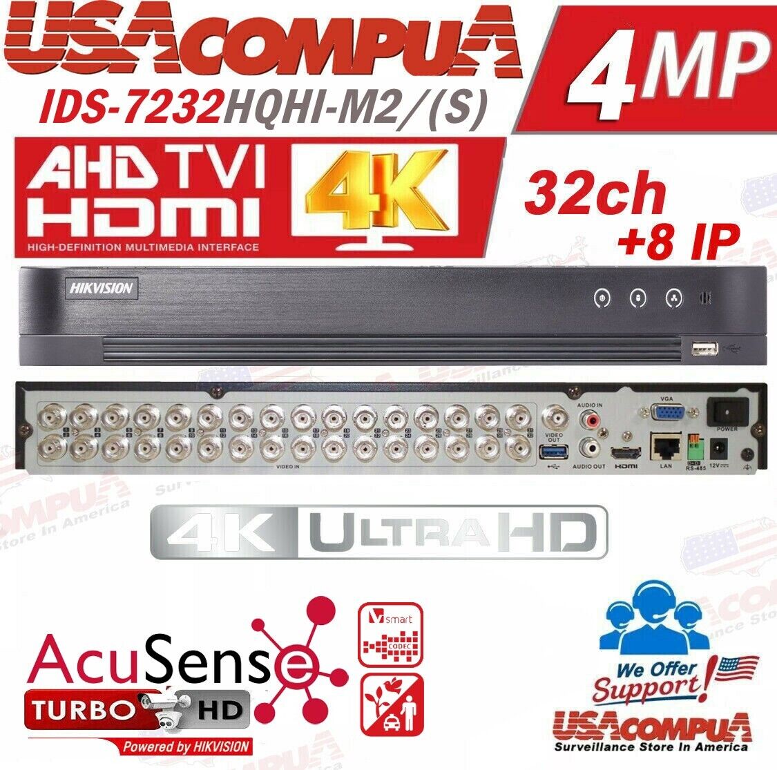 Hikvision IDS-7232HQHI-M2/S 32-ch 1080p 1U H.265 AcuSense DVR