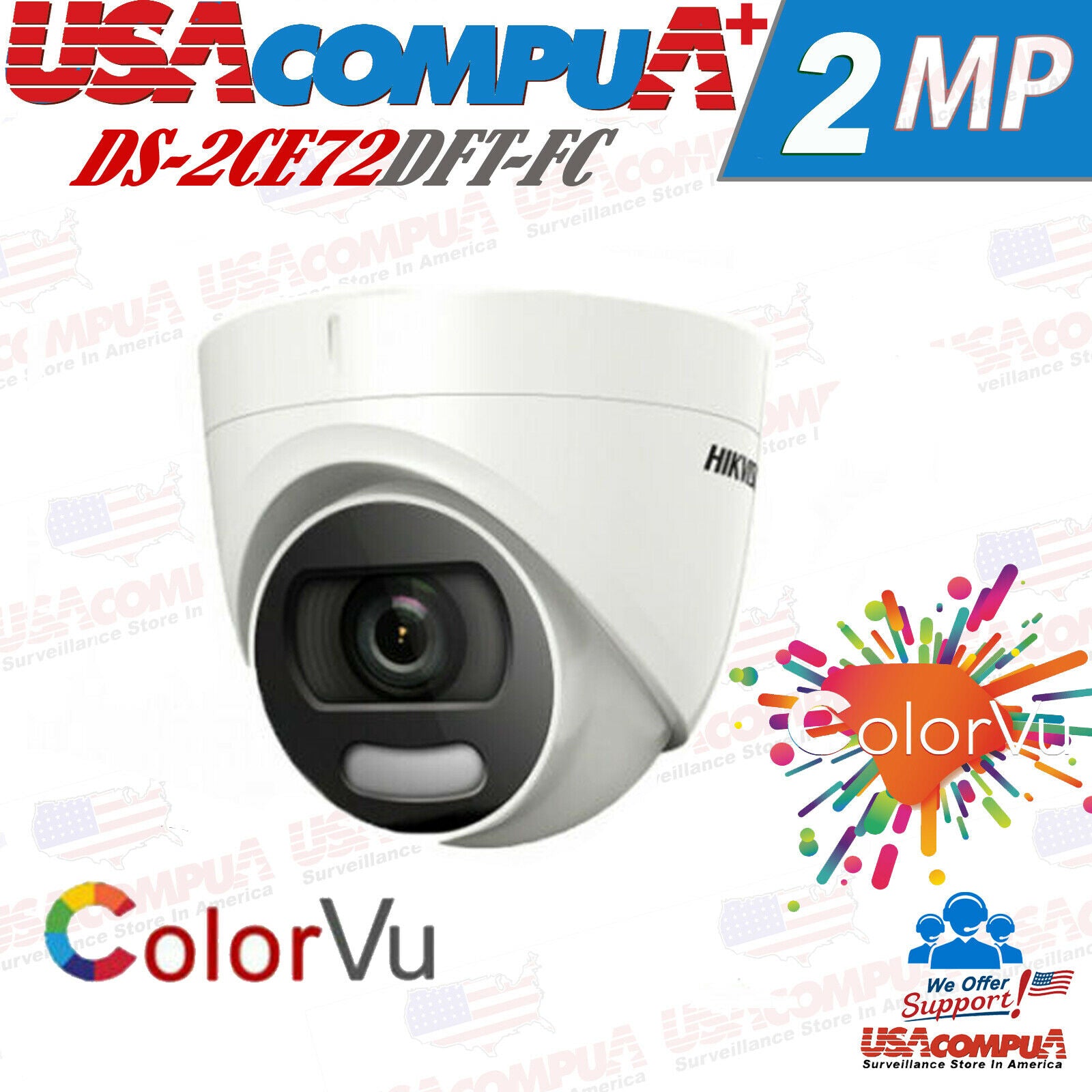 DS-2CE72DF3T-F HIKVISION 2MP ColorVu Full Time Color Dome Camera HD Analog WDR 3