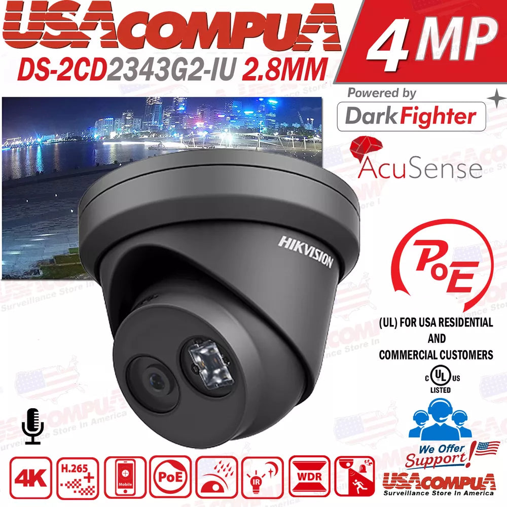 HIKVISION 4K 8MP DS-2CD2343G2-IU IP Camera System NVR 8CH DS-7608NI-K1/8P Lot