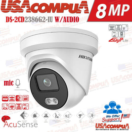 8MP Hikvision 4K Darkfighter Built in Mic IP Camera DS-2CD2386G2-IU AcuSense