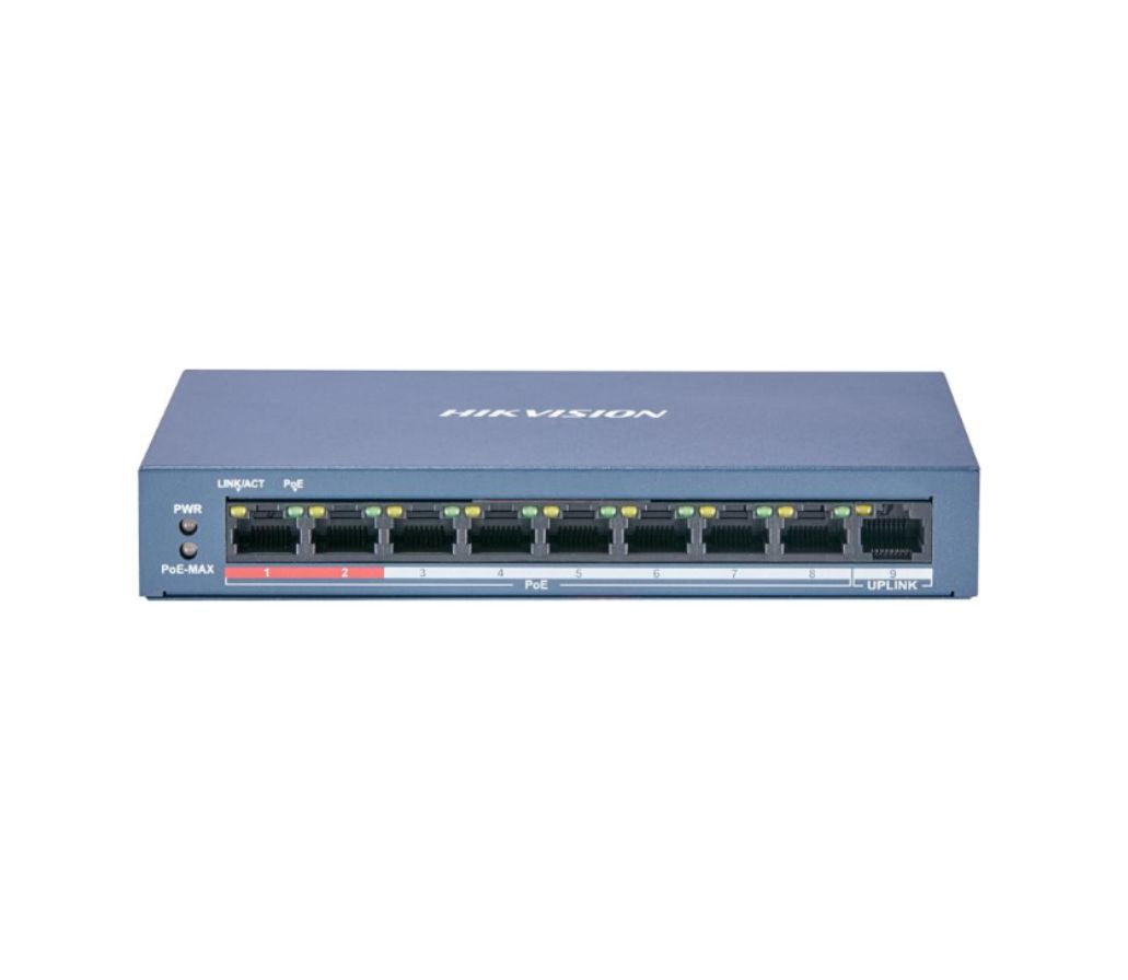 Hikvision DS-3E0109P-E/M(B) 8-Port PoE Switch with Long-Range Power & Surge Protection